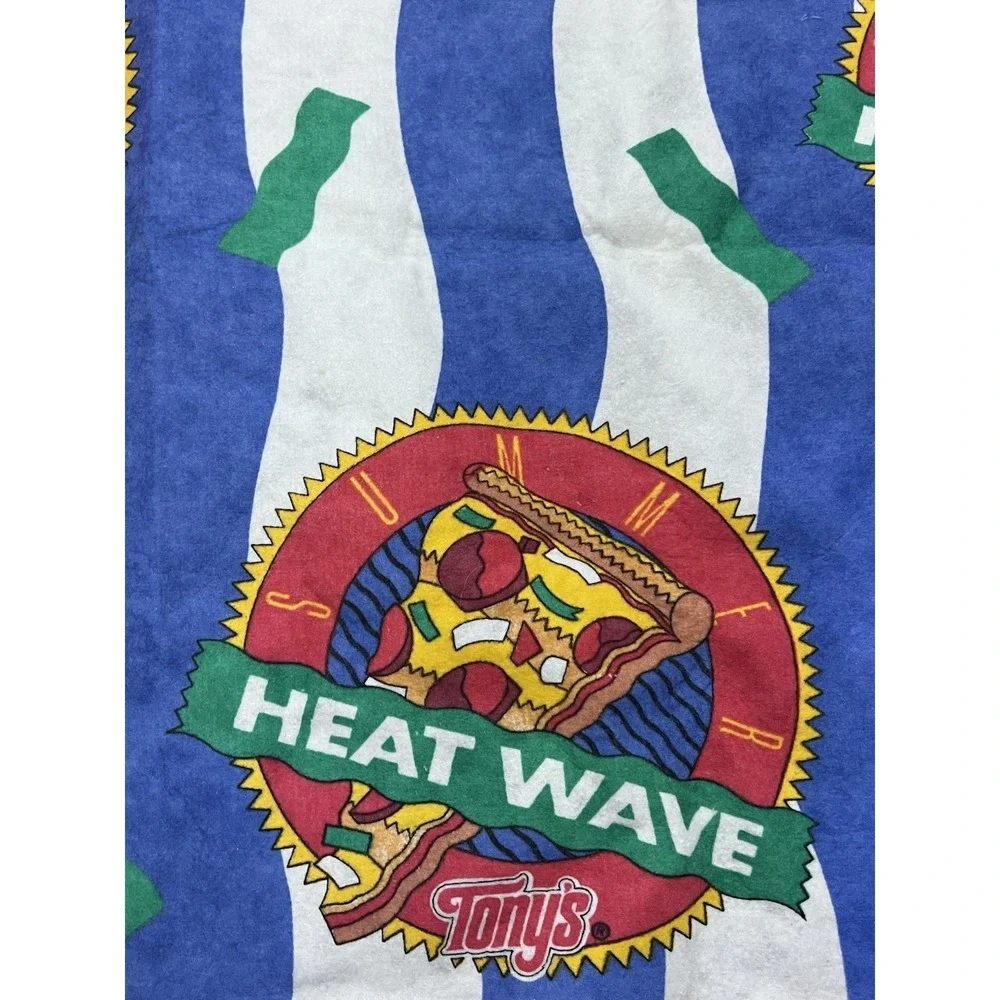 VINTAGE TONY'S PIZZA SUMMER HEAT WAVE PROMOTIONAL BLANKET MADE IN USA 84